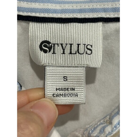 Stylus Womens White Button-Down Long Sleeve Shirt Size S Cotton Casual Basic - Picture 5 of 10